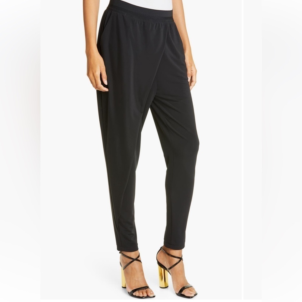 Cinq a Sept Shana Drapey Front Jersey Pants in Black Size Small